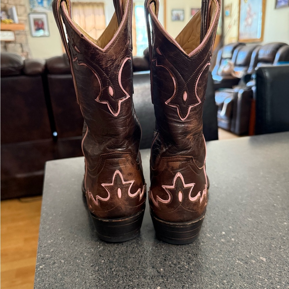 Old Gringo Villa Brown and Pink Leather Western Cowboy Boots size 8.5B Women's - Picture 4 of 8
